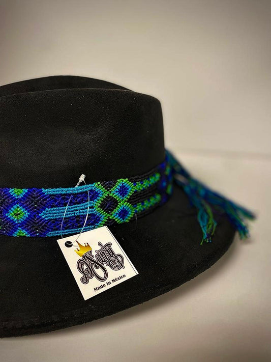 Sombrero Gamuza Negro Tira Azul
